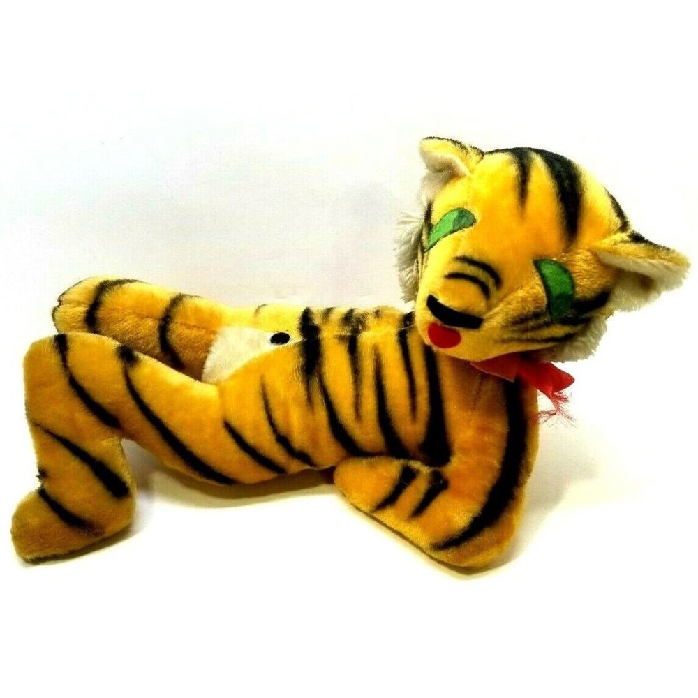 Cool Cat Tiger Plush Transistor Radio Vintage Mid Century 1960s Japan (G3